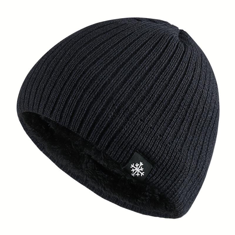 Men's Casual Velvet Knitted Hat Windproof Warm Woolen Hat