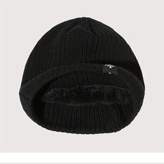 Men's Casual Velvet Knitted Hat Windproof Warm Woolen Hat