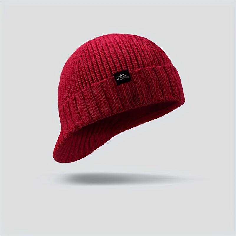 Men's Plush Knitted Beanie Hat, Windproof & Warm