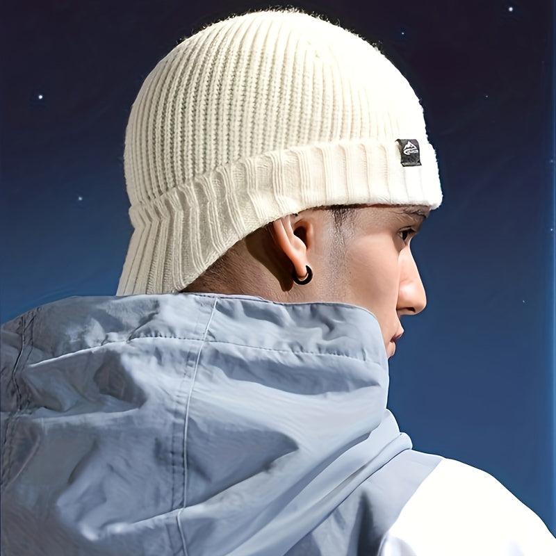 Men's Plush Knitted Beanie Hat, Windproof & Warm
