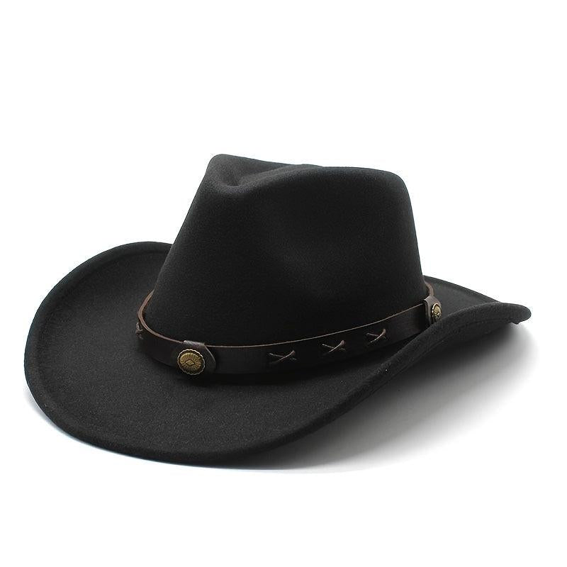 Classic Wide Belt Fedora Hat - Western Style