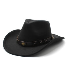 Classic Wide Belt Fedora Hat - Western Style