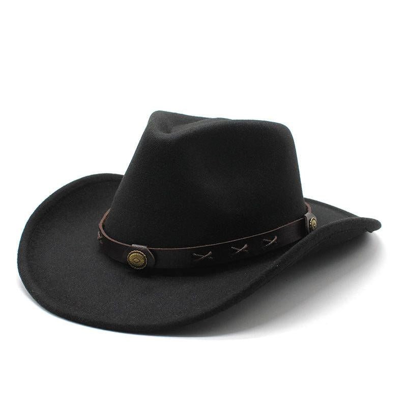 Classic Wide Belt Fedora Hat - Western Style