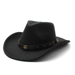 Classic Wide Belt Fedora Hat - Western Style