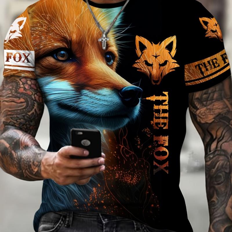 Men's Fox Animal Print Short Sleeve T-shirt
