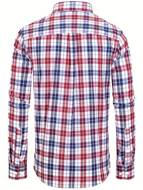 Men's Plaid Long Sleeve Shirt for Spring Autumn