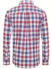 Men's Plaid Long Sleeve Shirt for Spring Autumn