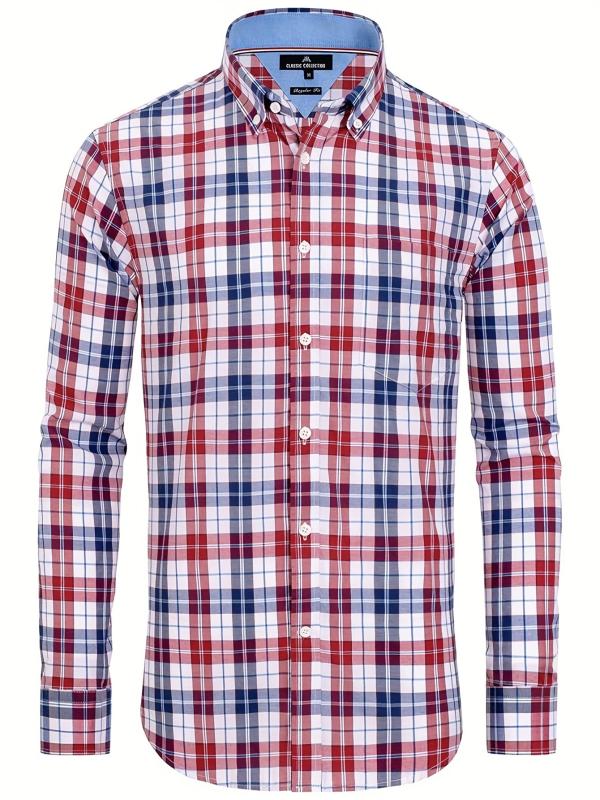 Men's Plaid Long Sleeve Shirt for Spring Autumn
