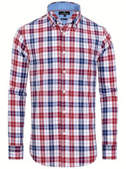 Men's Plaid Long Sleeve Shirt for Spring Autumn