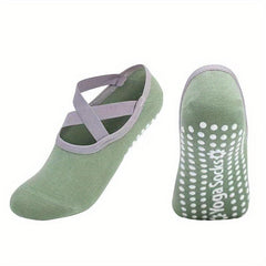 Cross Strap Non Slip Yoga Socks for Pilates Barre Ballet Fitness