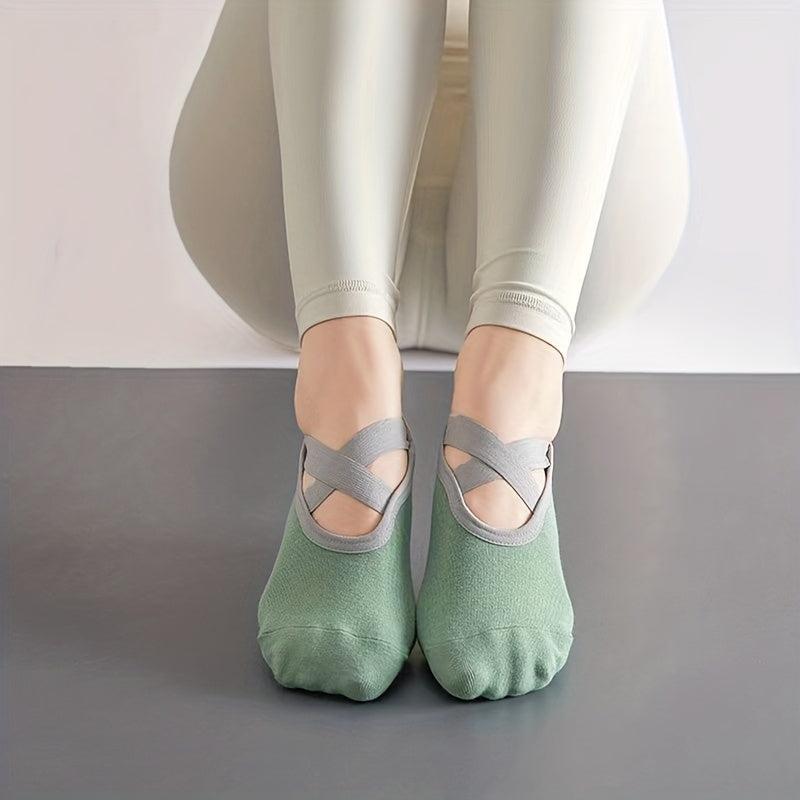 Cross Strap Non Slip Yoga Socks for Pilates Barre Ballet Fitness