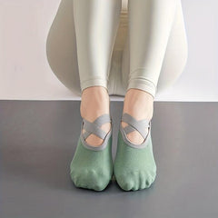 Cross Strap Non Slip Yoga Socks for Pilates Barre Ballet Fitness