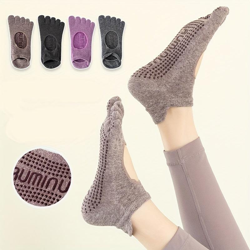 Non slip Grips Yoga Socks Five toe Split Socks Backless Breathable Sports Socks