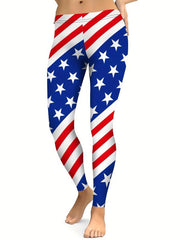 Women's American Flag Star & Striped Leggings for Yoga