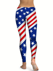 Women's American Flag Star & Striped Leggings for Yoga