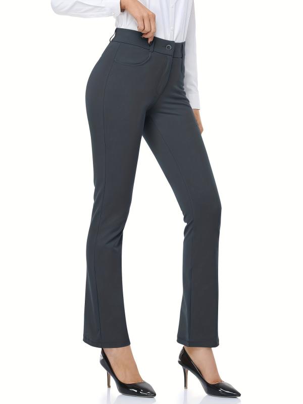 Solid Pants With Pockets Sports Fitness Yoga Running