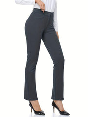 Solid Pants With Pockets Sports Fitness Yoga Running