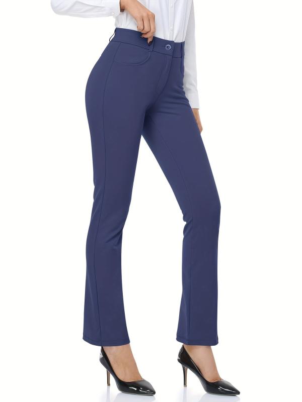 Solid Pants With Pockets Sports Fitness Yoga Running