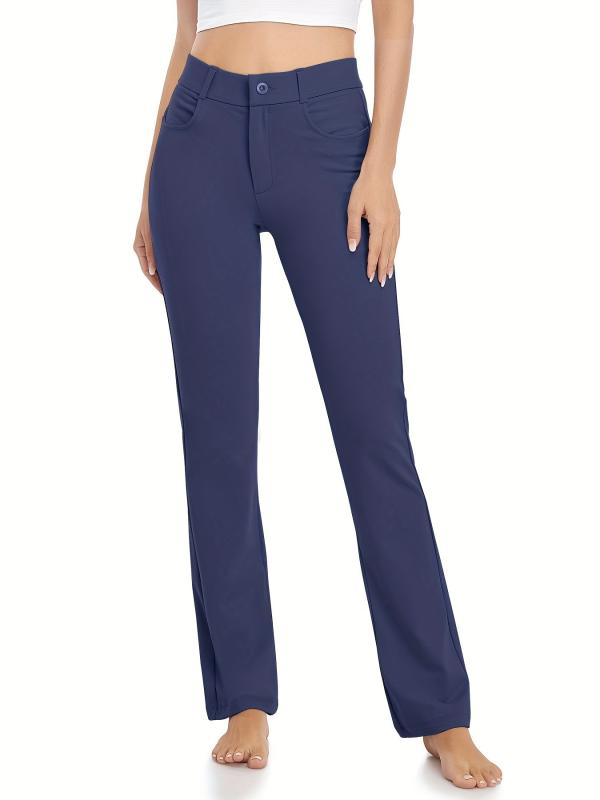 Solid Pants With Pockets Sports Fitness Yoga Running