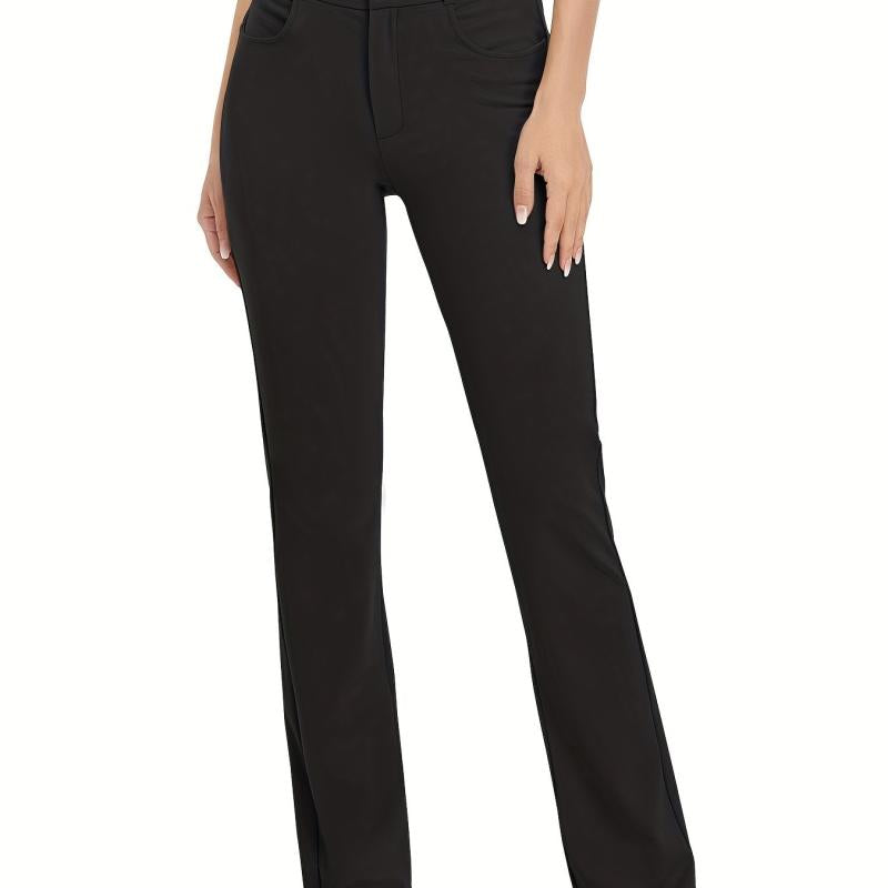 Solid Pants With Pockets Sports Fitness Yoga Running