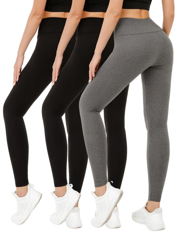 Soft Solid Sports Leggings For Women High Waisted Tummy Control