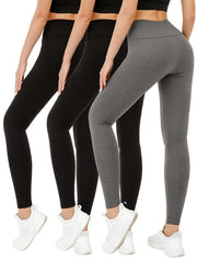 Soft Solid Sports Leggings For Women High Waisted Tummy Control