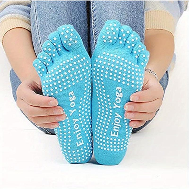 Women's Colorful Full Toe Grip Socks Non Slip Non Skid Gel Bottom