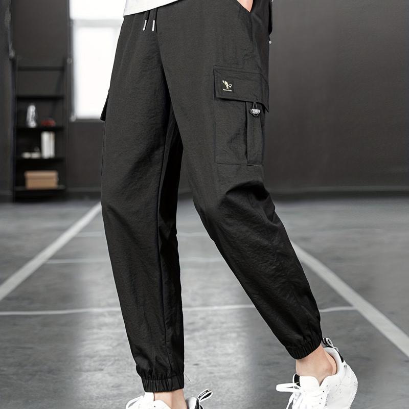 Men's Solid Drawstring Active Stretch Pants