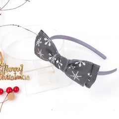 Christmas Bow Hair Band Double Checked Snowflake Ribbon Hair Band 6 Colors