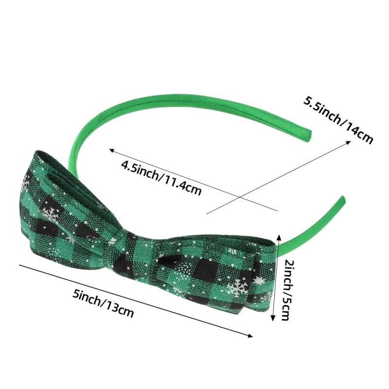 Christmas Bow Hair Band Double Checked Snowflake Ribbon Hair Band 6 Colors