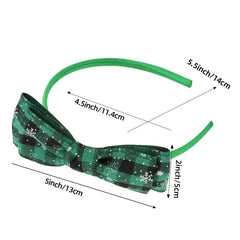 Christmas Bow Hair Band Double Checked Snowflake Ribbon Hair Band 6 Colors