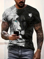Men's Summer Animal Graphic T Shirt Short Sleeves Tee