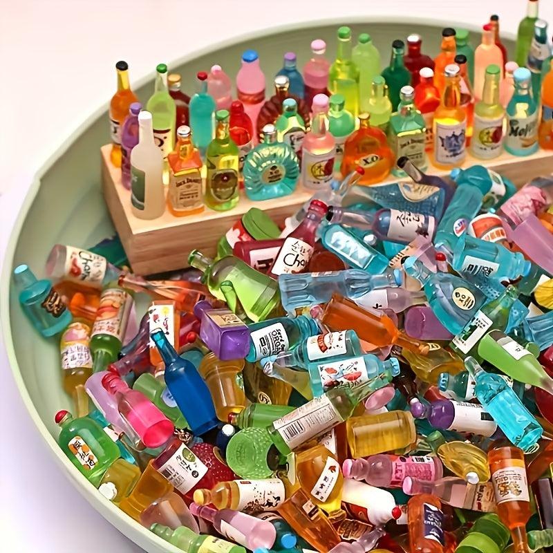 50pcs Mini Drink Bottles Doll House Decoration DIY Wine Bottle Earring Dollhouse