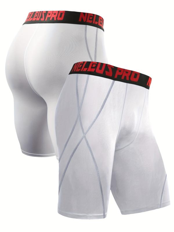 Men's Solid Compression Shorts High Stretch Sportswear for Gym Running