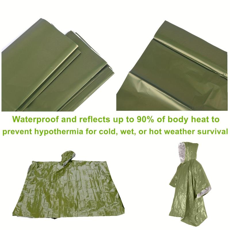 Portable Waterproof First Aid Raincoat with Survival Whistle