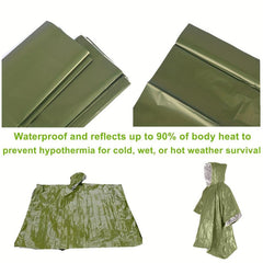 Portable Waterproof First Aid Raincoat with Survival Whistle