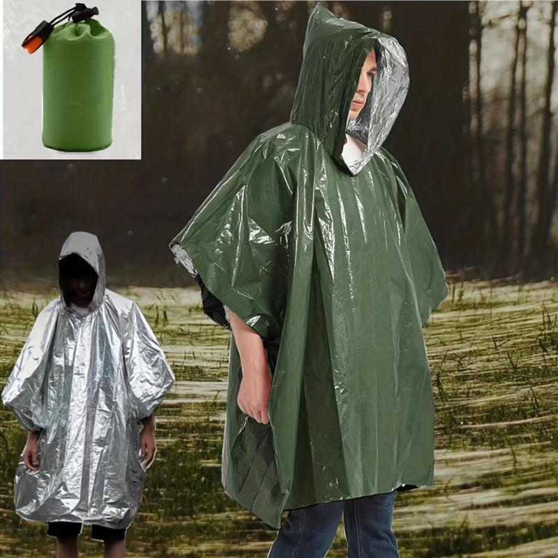 Portable Waterproof First Aid Raincoat with Survival Whistle
