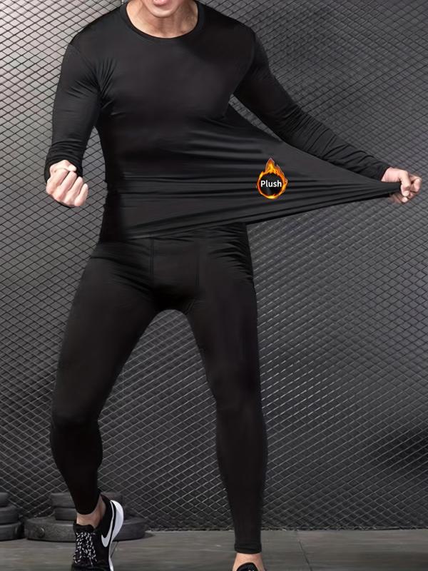 Men's Solid Fleece Sports Top for Fall Winter