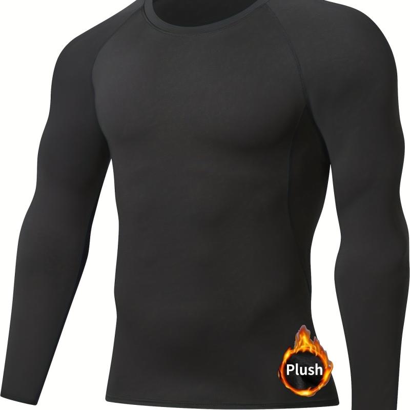 Men's Solid Fleece Sports Top for Fall Winter