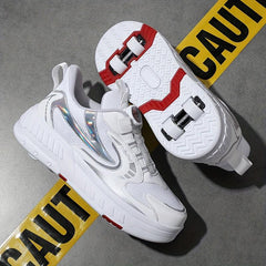 Boys Roller Shoes with Rotating Buckle Detachable Wheel Skate Sneakers