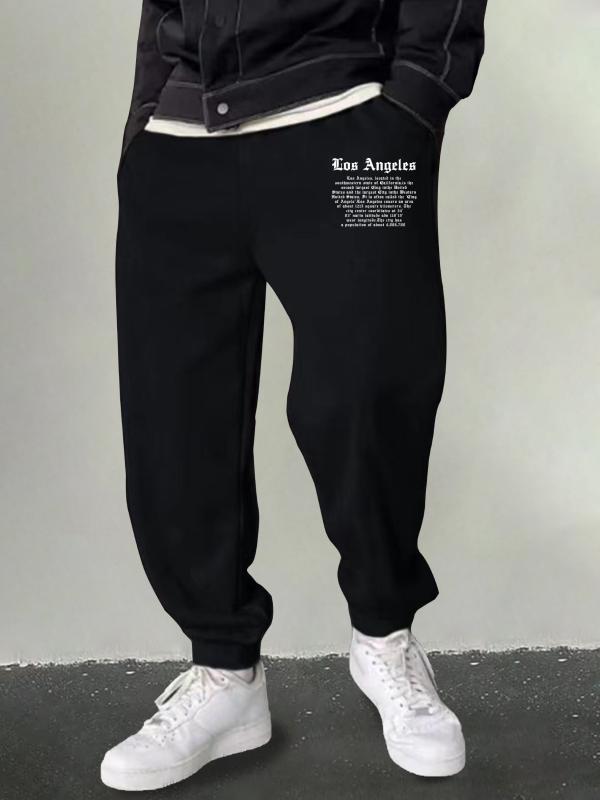 Men's LA Print Sweatpants Casual Stretch Drawstring Loose Pants