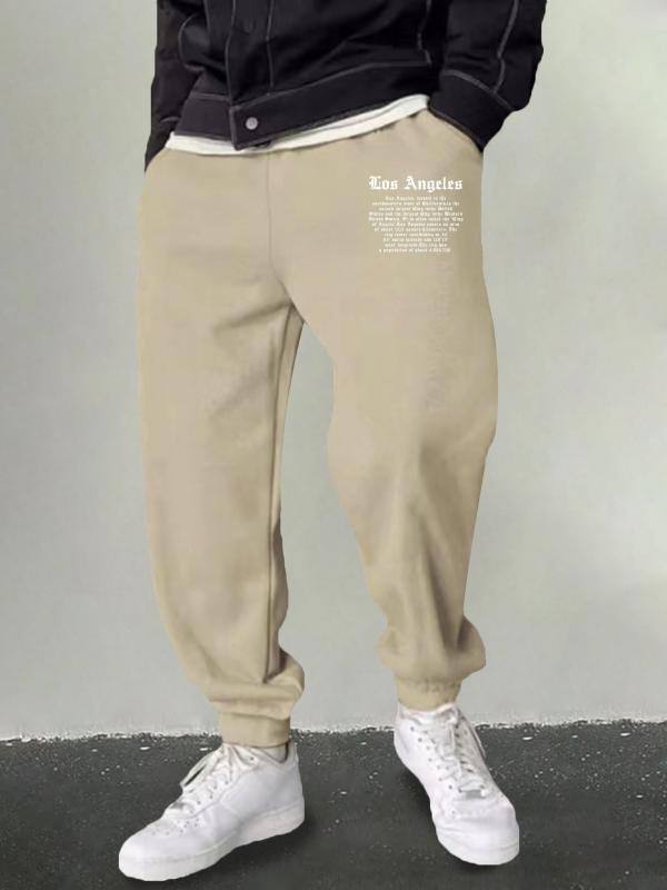 Men's LA Print Sweatpants Casual Stretch Drawstring Loose Pants