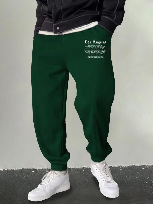 Men's LA Print Sweatpants Casual Stretch Drawstring Loose Pants