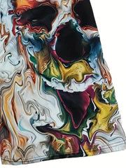 Men's 3D Print Skull Shorts Elastic Waistband for Summer Outdoor