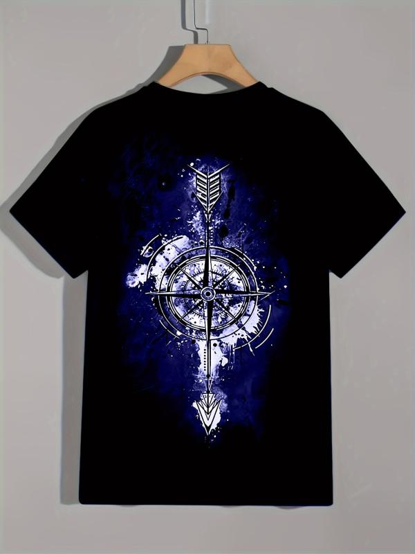Vintage Compass Graphic Tee for Men Active Breathable and Stretchy