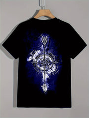 Vintage Compass Graphic Tee for Men Active Breathable and Stretchy