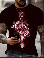 Vintage Compass Graphic Tee for Men Active Breathable and Stretchy