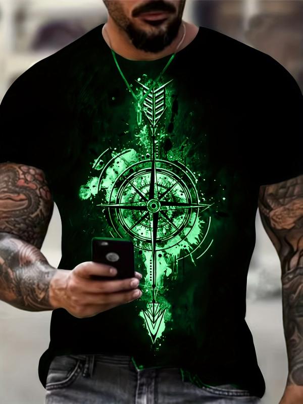 Vintage Compass Graphic Tee for Men Active Breathable and Stretchy