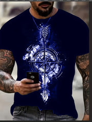 Vintage Compass Graphic Tee for Men Active Breathable and Stretchy