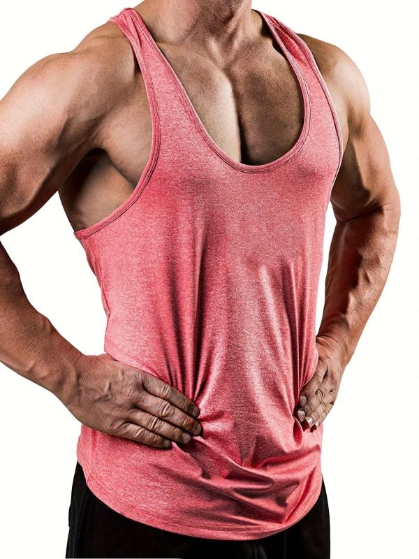 Men's Solid Workout Tank Top Casual Loose Stretch Knitted Top